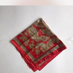 Vintage Red and gold Paisley Silk Scarf